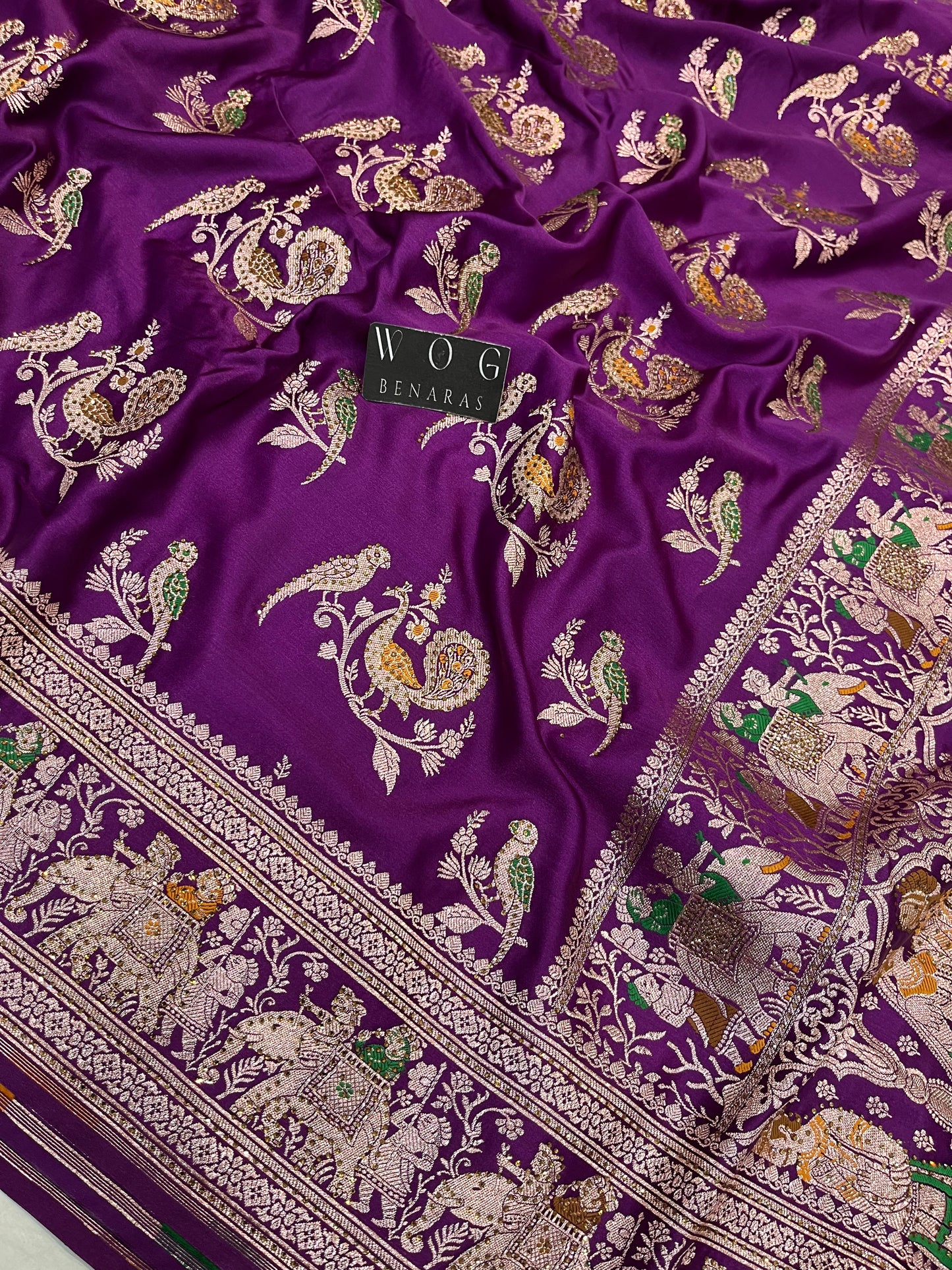 A Bridal Purple Banarasi Mayur Buta with Handwork