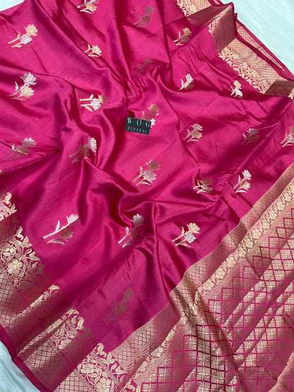 Pure Chiniya Silk Gazari Pink