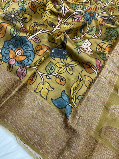 Pure Dupiyan Kalamkari In Mustard