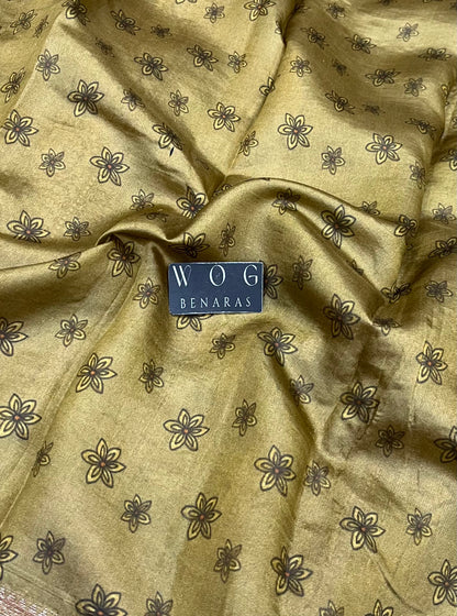 Pure Dupiyan Kalamkari In Mustard