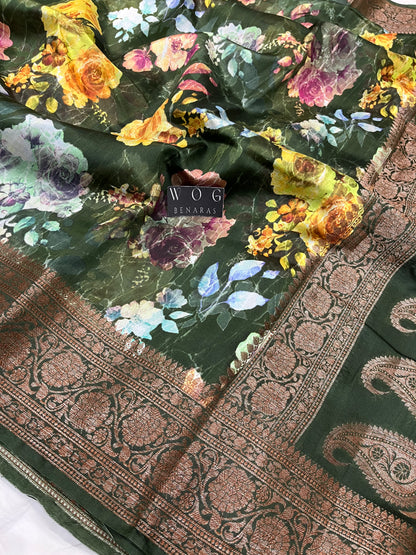 Pure Dupiyan Silk In Bottle Green