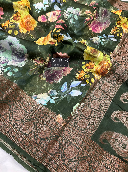 Pure Dupiyan Silk In Bottle Green