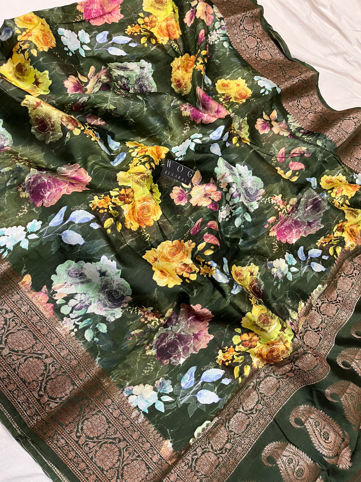 Pure Dupiyan Silk In Bottle Green