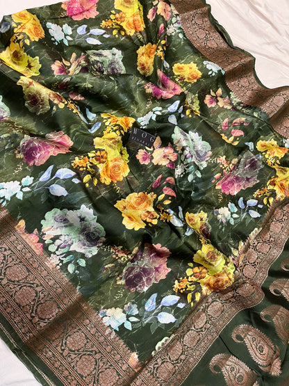 Pure Dupiyan Silk In Bottle Green