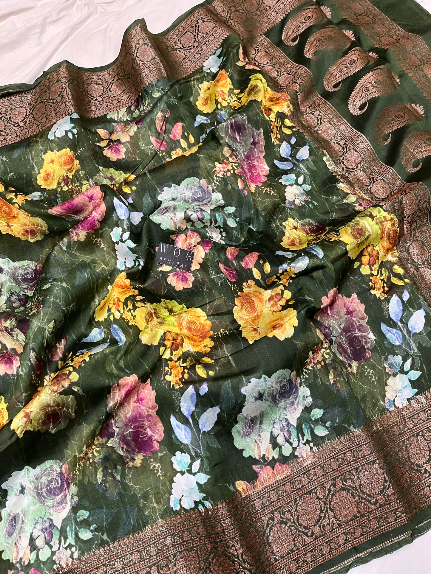 Pure Dupiyan Silk In Bottle Green