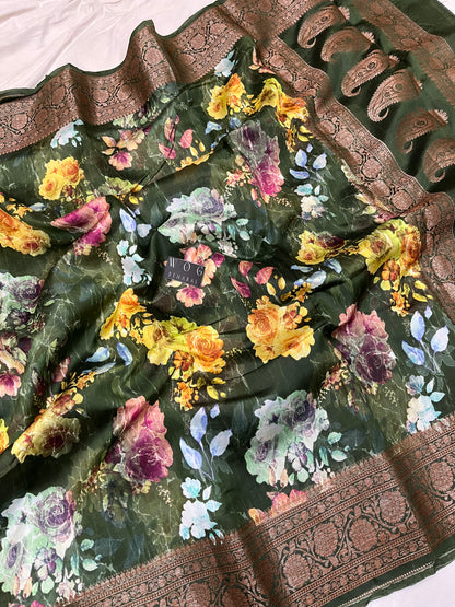 Pure Dupiyan Silk In Bottle Green