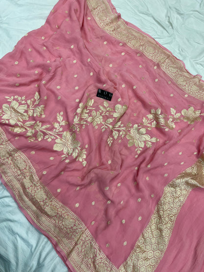 Pure Khaddi Georgette In Pink