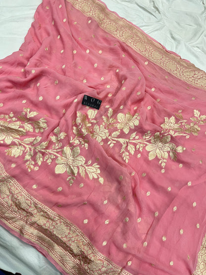 Pure Khaddi Georgette In Pink