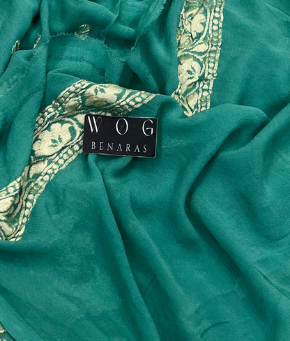 Pure Khaddi Georgette In Dusty Sea Green