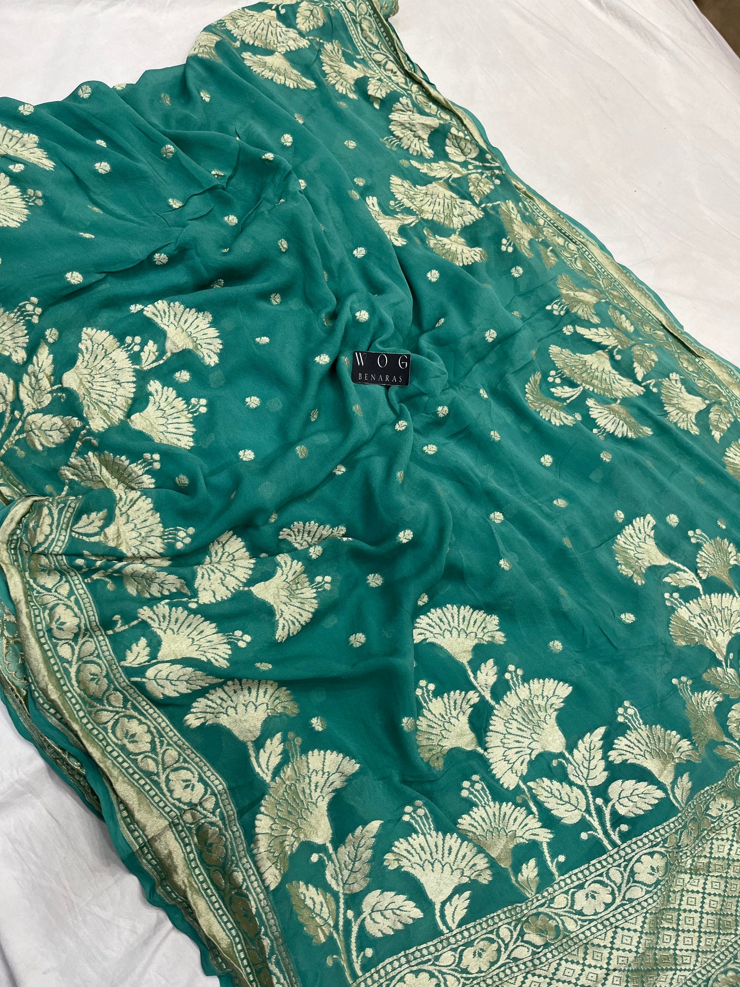 Pure Khaddi Georgette In Dusty Sea Green