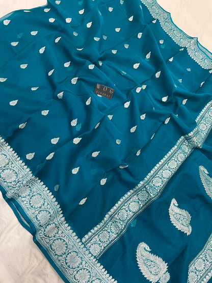 Pure Khaddi Chiffon In Blue