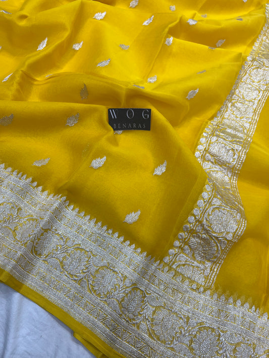 Pure Khaddi Chiffon In Gold