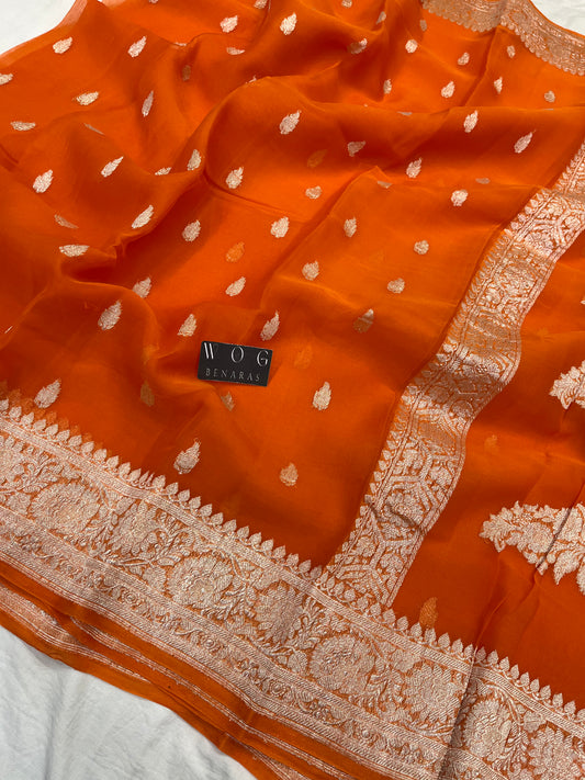 Pure Khaddi Chiffon in Fanta