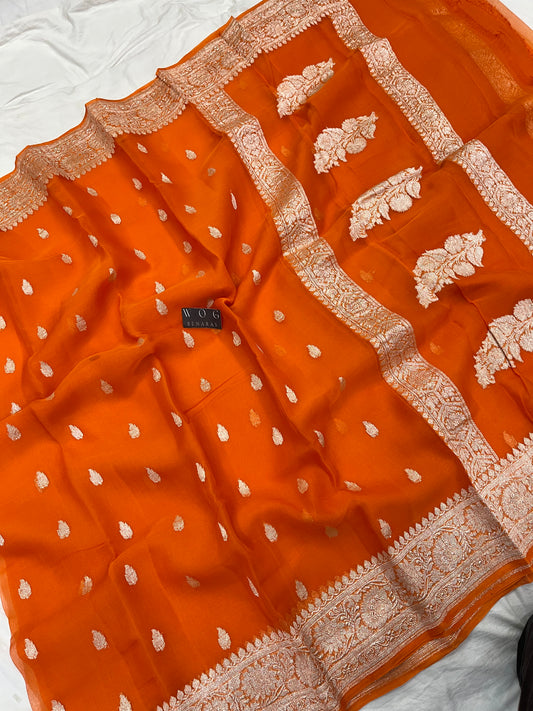 Pure Khaddi Chiffon in Fanta