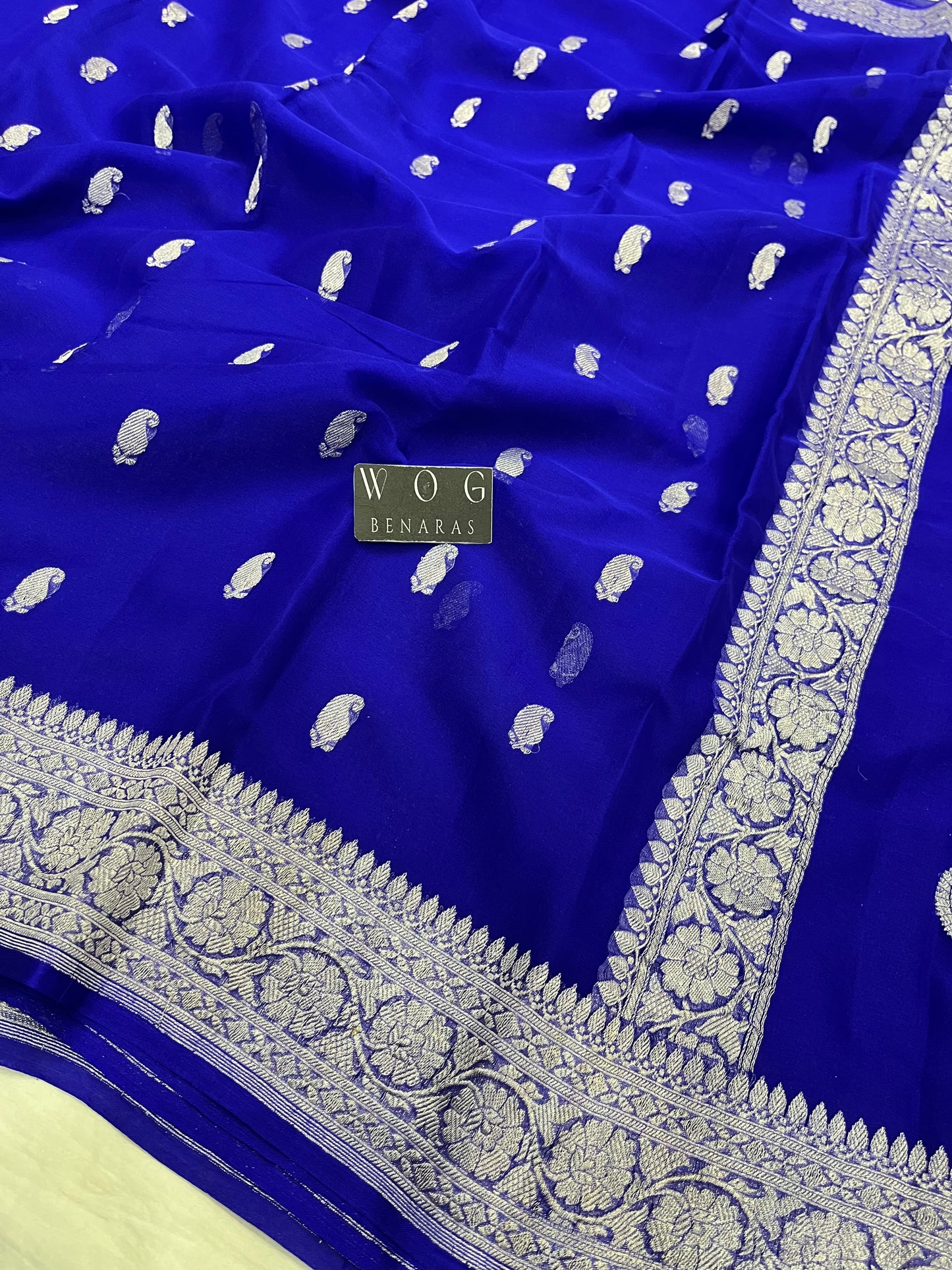 Pure Khaddi Chiffon In Royal Blue