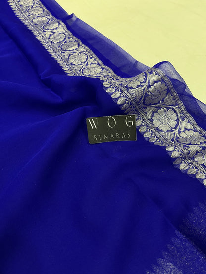 Pure Khaddi Chiffon In Royal Blue