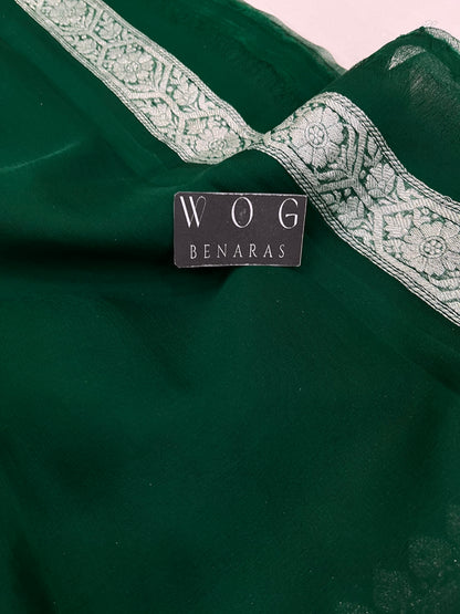 Pure Khaddi Chiffon In Bottle Green