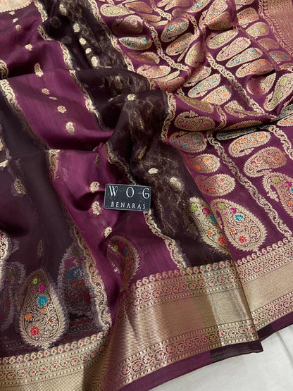 DEEP WINE PURE CHINIYA SILK SAREE