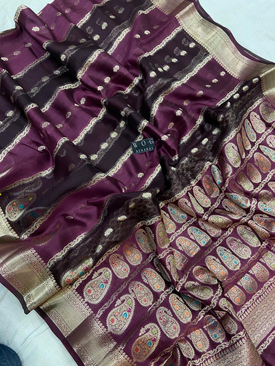 DEEP WINE PURE CHINIYA SILK SAREE