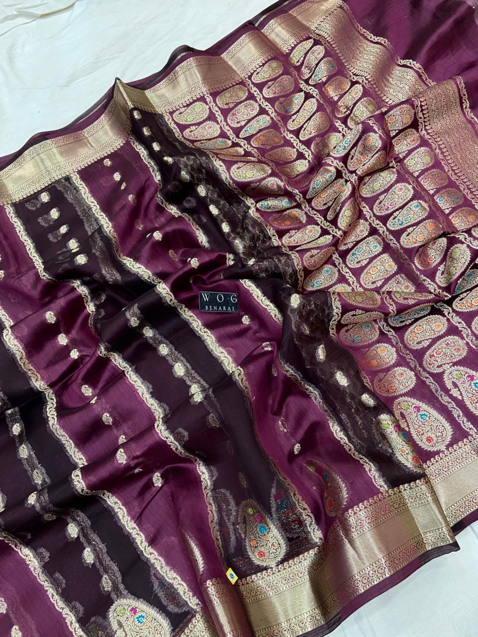 DEEP WINE PURE CHINIYA SILK SAREE