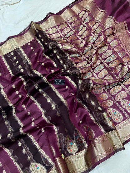 DEEP WINE PURE CHINIYA SILK SAREE