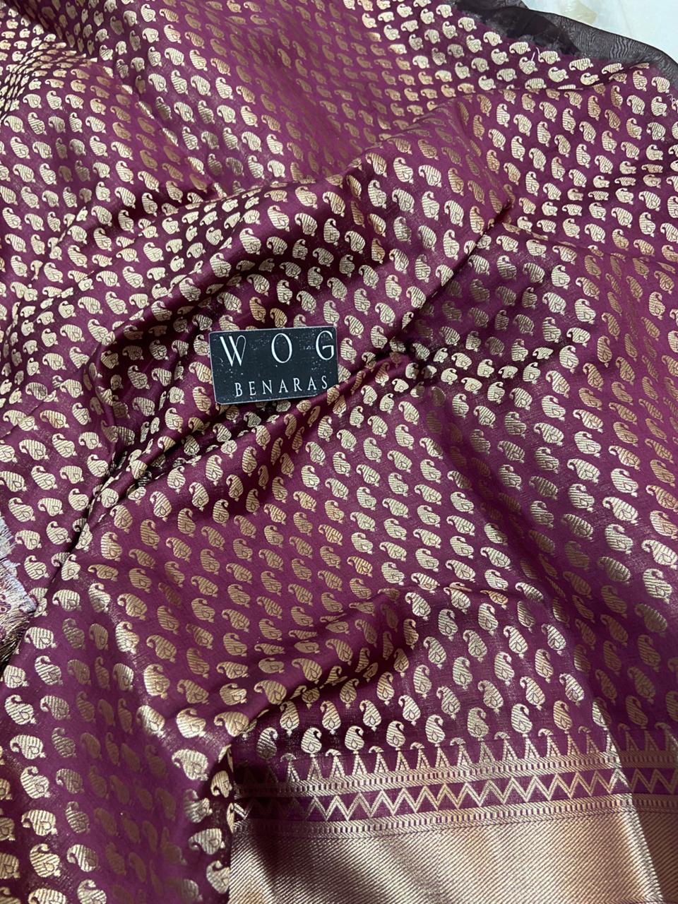 DEEP WINE PURE CHINIYA SILK SAREE