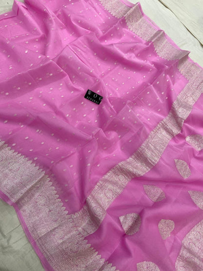 PINK HANDWOVEN KHADDI CHIFFON CHUNARI