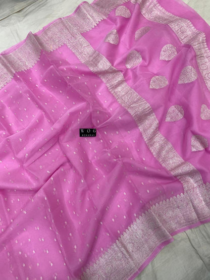 PINK HANDWOVEN KHADDI CHIFFON CHUNARI