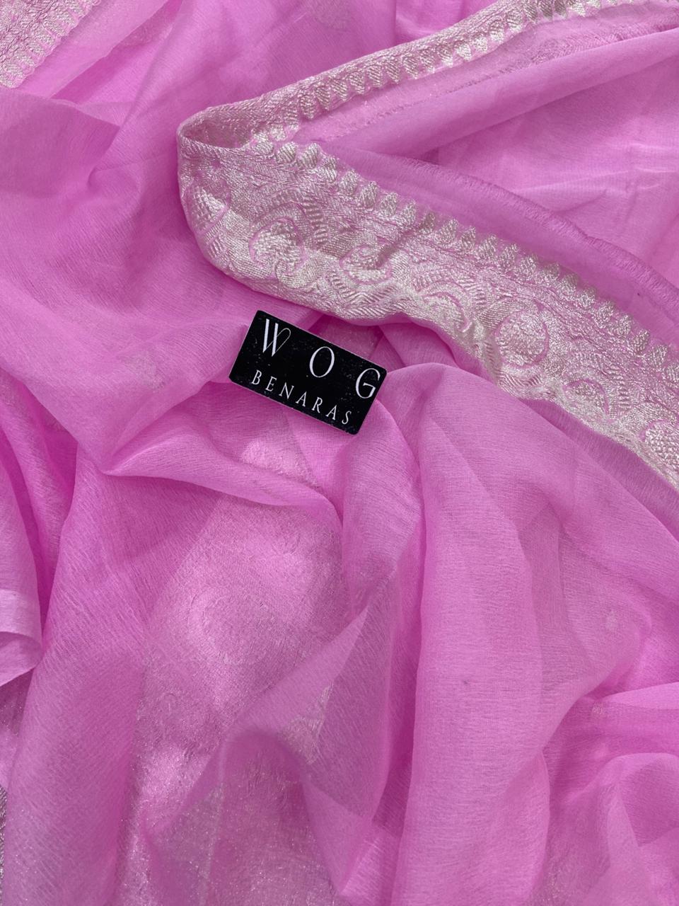 PINK HANDWOVEN KHADDI CHIFFON CHUNARI